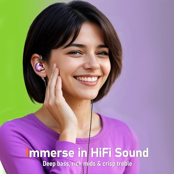 Vibes 202 Wired Earbuds - HiFi in Ear Monitor Headphones – Professional Noise-Isolating Ear Buds - Clear Sound, Deep Bass & Comfort-Fit IEM Earphones - MMCX to 3.5mm, Silver Plated Cord, Carrying Case