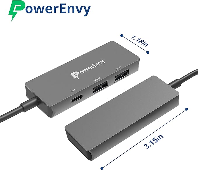 USB C Hub Multiport Adapter – USB C to 2 USB A & 100W Charging Port with Type C to Micro Plug – Compatible with MacBook, iPad Pro/Air, Dell XPS, MateBook & More