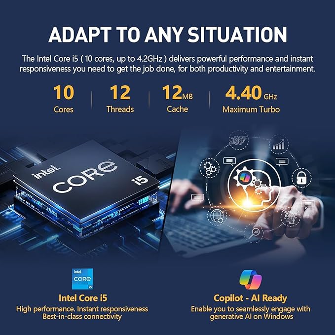 Lenovo IdeaPad 15.6” Flagship Touchscreen Laptop 2025, 10-Core Intel i5, Lifetime Office 2024, Copilot AI, 40GB RAM, 2.5TB Storage (2TB SSD + 500GB Ext), HubxcelAccessory, Long Battery, Win 11 Pro