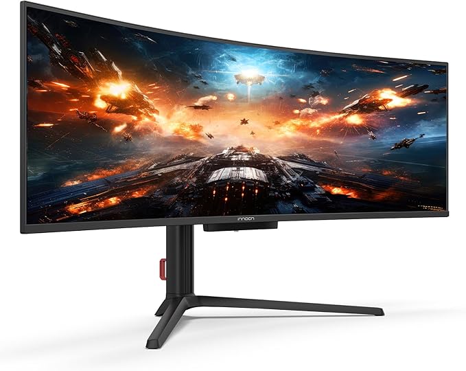 INNOCN 49" 49Q1S OLED Curved Gaming Monitor 5120 x 1440p 240Hz, 0.03ms, USB Type C 90W, HDMI 2.1, DisplayPort, USB Hub, Surrounding Speakers, Adaptive-Sync, Height Adjustable Stand, Black