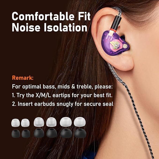 Vibes 202 Wired Earbuds - HiFi in Ear Monitor Headphones – Professional Noise-Isolating Ear Buds - Clear Sound, Deep Bass & Comfort-Fit IEM Earphones - MMCX to 3.5mm, Silver Plated Cord, Carrying Case