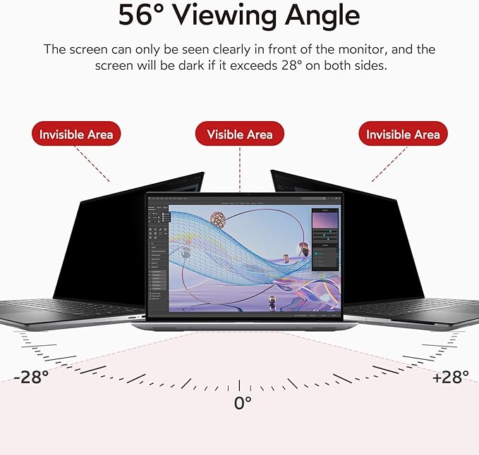 bersem 2 Pack 15.6 Laptop Privacy Screen for 16:9 Ratio Computer Monitor, Removable, Anti Glare, Blue Light Filter, Anti-Spy, Anti-Scratch, UV-Blocking