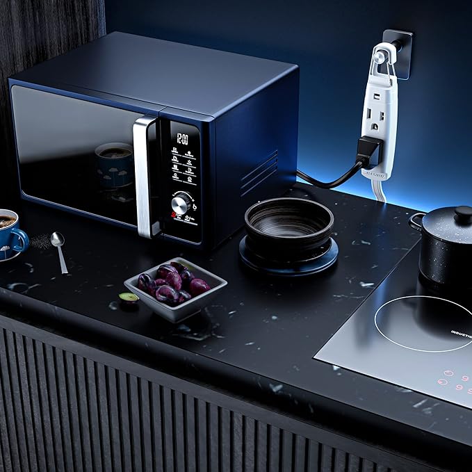 Maximm 360° Rotating Flat Plug Extension Cord with a Removable Hook, White Extension Cord 10 ft (16 Gauge) UL Certified