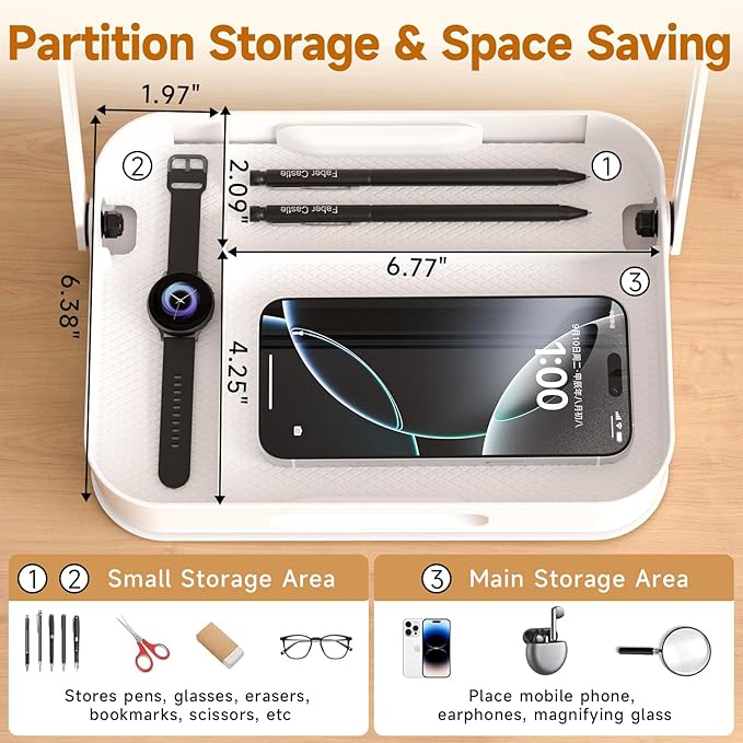 ASIEIT Book Stand for Reading, Adjustable Book Holder with 360° Rotating Bases & Elastic Page Clips, Foldable Desktop Riser with Storage, Display Stand for Bible, Laptop, Recipe, Textbook