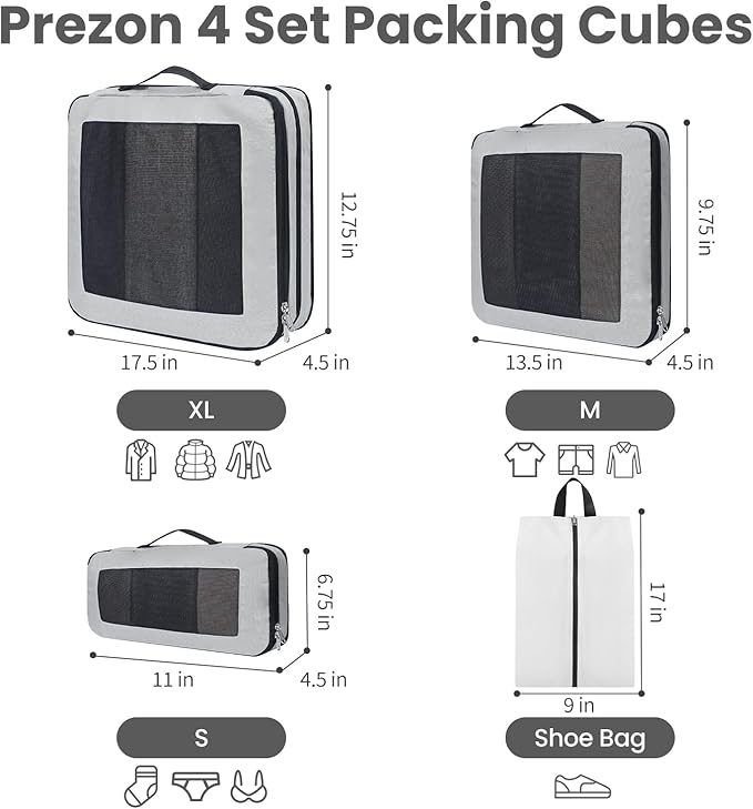 8 Set/6 Set/4 Set Compression Packing Cubes for Travel, Lightweight Vacation Travel Essentials, Travel Accessories for Suitcase Organizer Bags Set, Durable Luggage Organizer