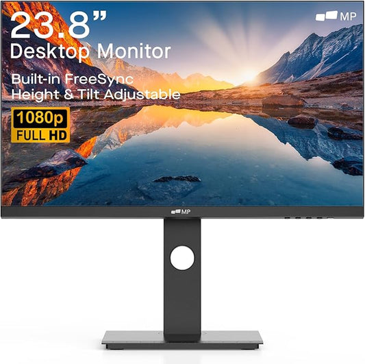 New Mobile Pixels 23.8'' Computer Monitor, 75Hz FHD1080P IPS Monitors with VESA Mounting, Rotatable, Height/Tilt Adjustment for Ergonomic Viewing, Frameless, Anti-Glare, Gaming Monitor with FreeSync