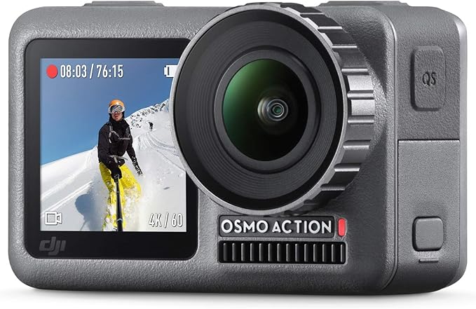DJI Osmo Action - 4K Action Cam 12MP Digital Camera with 2 Displays 36ft Underwater Waterproof WiFi HDR Video 145° Angle, Black