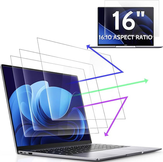 3 Pcs 16" Anti Blue Light Screen Protector Compatible With Lenovo Hp Dell Acer Asus Samsung etc Laptop-16:10 Aspect, 16 Inch Computer Monitor Glare Filter Uv Blocker Shield Cover Eye Protection Film