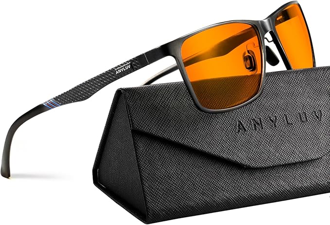 ANYLUV Blue Light Glasses Men, Relieve Eyestrain and Eye Protection, Al-Mg Metal Computer Blue Light Blocking Glasses