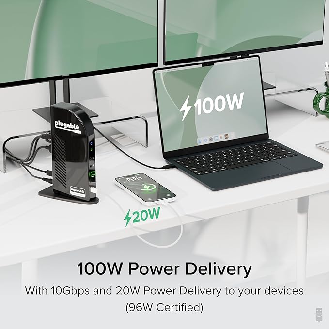 Plugable 14-in-1 USB C Docking Station | 4X HDMI Quad Dock with 100W Charging, HDMI Displays | Compatible with Windows, Thunderbolt (4X USB, 1x USB-C, Ethernet, SD Card, Audio) UD-3900C4