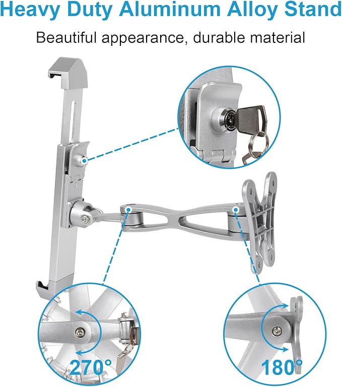 Anti Theft Tablet Stand, Security Tablet Holder with Lock, Lockable Tablet Mount for iPad, Galaxy Tab, E-Reader, Amazon Fire, More 7-11" Tablets (Wall)