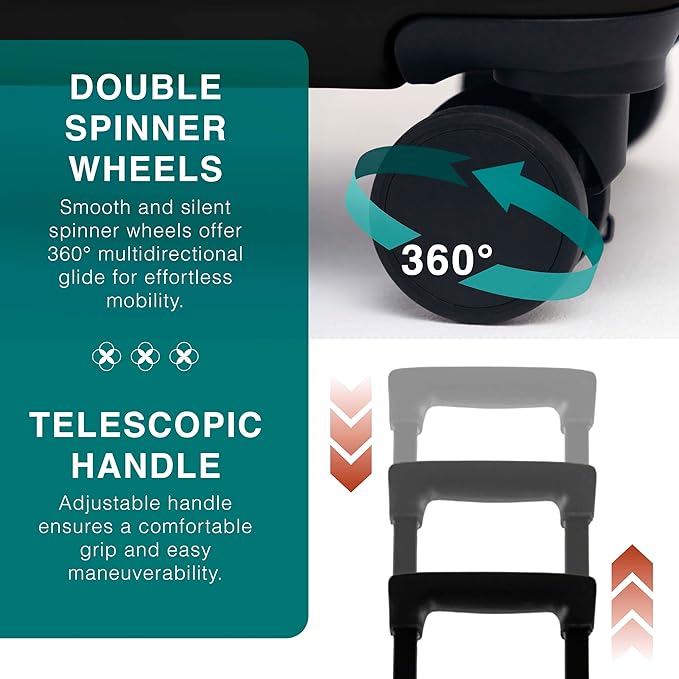 Luggage Sets 2 Piece, 24 Inch Suitcase and 28 Inch Luggage with Spinner Wheels, Durable Hard Shell Suitcase Set, Expandable Travel Suitcases with Wheels, Black