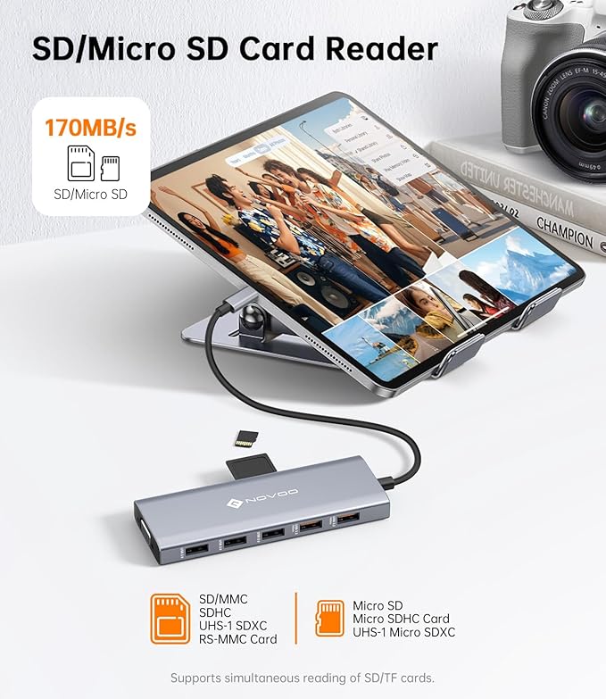 NOVOO USB C Docking Station Dual Monitor, 12-in-1 USB C Hub with HDMI 4K, VGA, USB 10Gbps, SD/TF, 100W PD, Multiport Adapter Compatible with MacBook Dell HP Surface