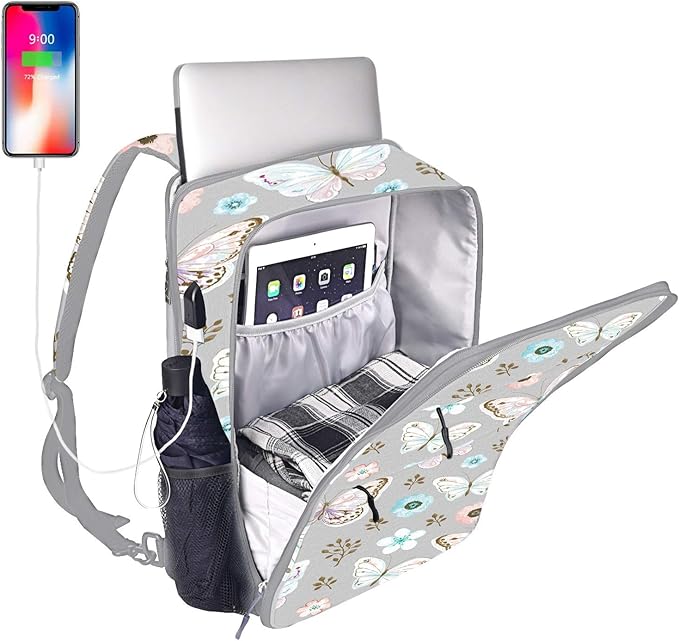 ZINZ Slim & Expandable Laptop Backpack 15 15.6 16 Inch Sleeve with USB Port, Spill-Resistant Notebooks Bag Case for Most 14-16 Inch MacBooks Surface-Books Dell HP Lenovo Asus Computers,P01A01