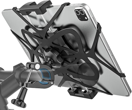 woleyi Spin Bike Tablet Holder - Treadmill Tablet Mount Handlebar Clamp for Indoor Bike Peloton, Stationary Exercise Bicycle Clip for 4.7-13" Tablets iPad Pro, Air, Mini, Galaxy Tab, Fire HD, iPhone