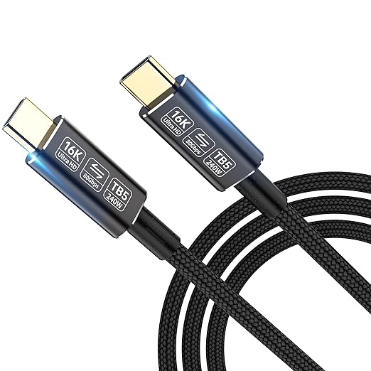 usb c to usb c cable 3.3ft Compatible with Thunderbolt 5 cable,Thunderbolt 4/3,80 Gbps usb c data transfer cable,USB 5 Cable, Supports 16K/Dual 8K usb c video cable, 240W Charging usb-c monitor cable