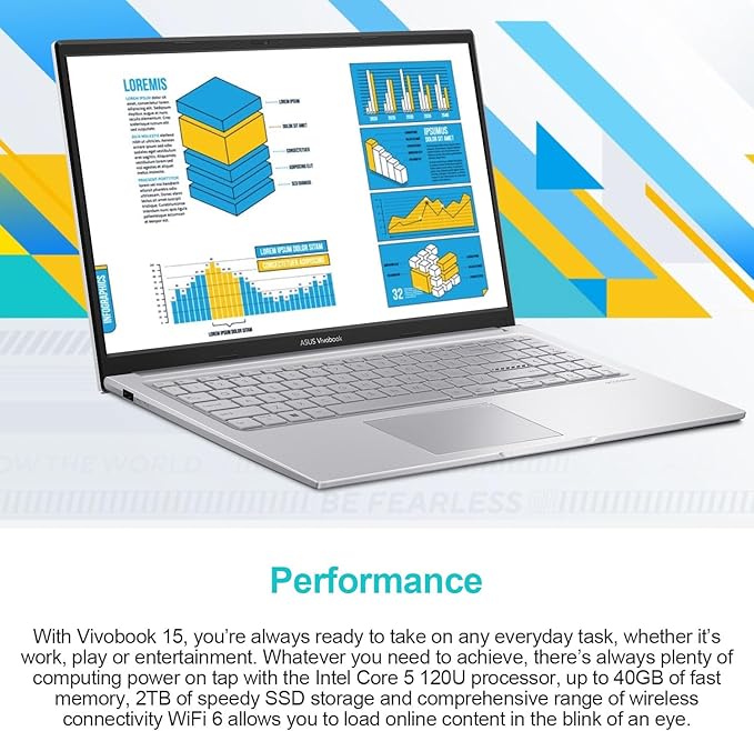 ASUS Vivobook 15 Laptop, 15.6" FHD+ Touchscreen, Intel Core 5 120U, 16GB RAM, 1TB SSD, Fingerprint, Backlit KB, HDMI, Wi-Fi 6, Windows 11 Home, Silver, Bundle with Thunderobot ML101 Wireless Mouse