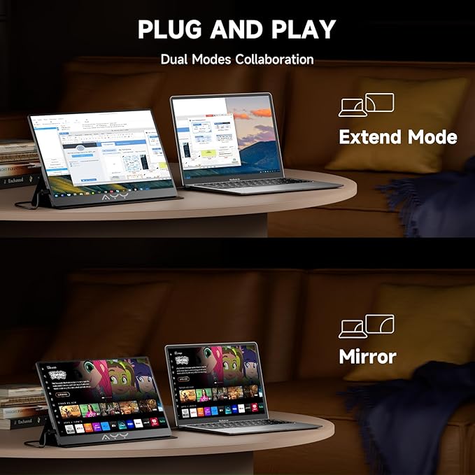 qaf 15.6 Inch Portable Monitor for Laptop, FHD 1080P USB-C HDMI Computer Monitor with 100% sRGB HDR IPS Display, Ultra-Thin Travel Second Screen Compatible with Laptop Mac PC Phone PS5 Xbox Switch