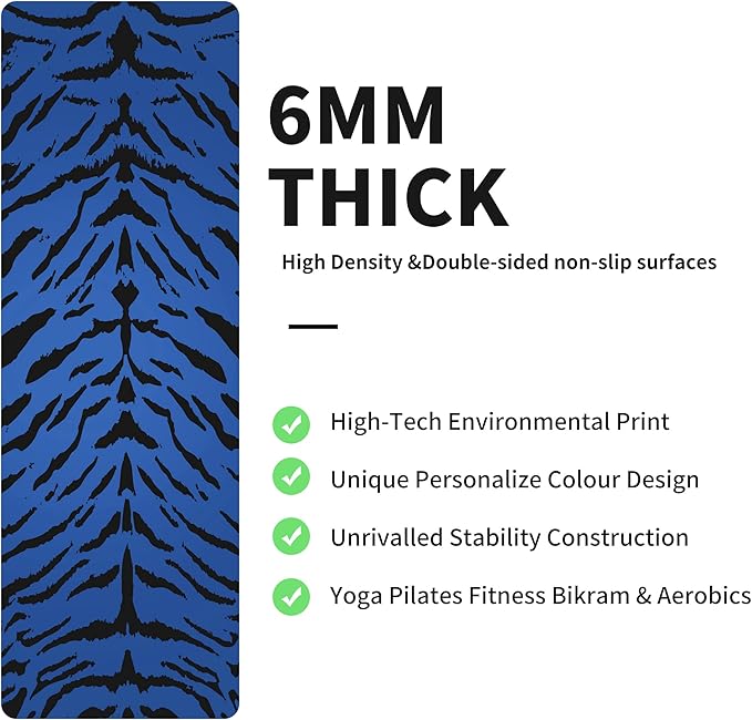 nuveti Yoga Mat Print Extra Thick TPE Non Slip Fitness Exercise Mat with Carrying Bag,72"x24" Extra Thick 6MM Exercise & Workout Mat for Yoga, Pilates Fitness and Floor Exercises