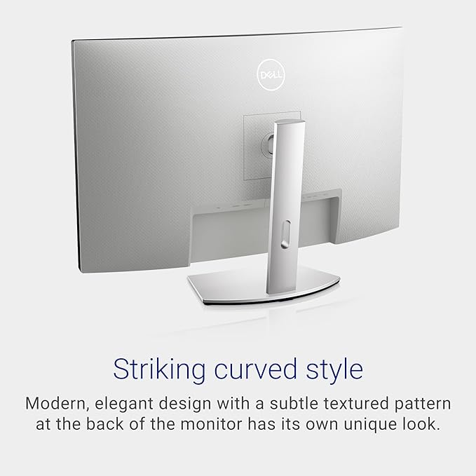 Dell S3221QS 32 Inch Curved 4K UHD (3840 x 2160), VA Ultra-Thin Bezel Monitor, 60Hz, 4MS Response Time, 90% DCI-P3, 99% sRGB, AMD FreeSync, HDMI, DisplayPort, Built in Speakers, VESA Certified, Silver