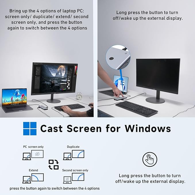 USB C Docking Station 3 Monitors USB C Hub Laptop Dual Monitor Multiport Adapter Dock Dongle,USB C to 2 HDMI,DisplayPort,PD Charging,Ethernet,7 USB C/A 3.1/3.0/2.0 Ports,Audio for Dell/HP/Lenovo