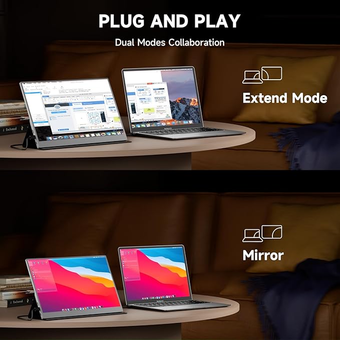 qaf 15.6 Inch Portable Monitor, FHD 1080P USB-C HDMI External Display, 100% sRGB HDR IPS Ultra-Thin Travel Second Screen for Laptop Mac Phone PS5 Xbox Switch, with Smart Cover & Speakers (Space Grey)