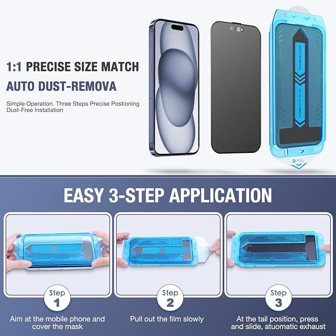 2-Pack Matte Privacy Screen Protector for iPhone 14 Pro Max/iPhone 15 Plus/iPhone 16 Plus, Anti-Glare Display Filter, No Bubbles, High Definition Clear, Easy Installation