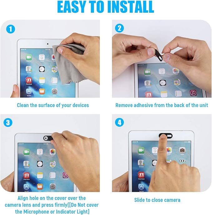 Computer Camera Cover Slide, 0.028 Inch Ultra-Thin Camera Blocker for Protect Your Privacy Security, Camera Cover Accessories Fits MacBook Pro & Air, iPhone iPad iMac (Black - 6 Pack)