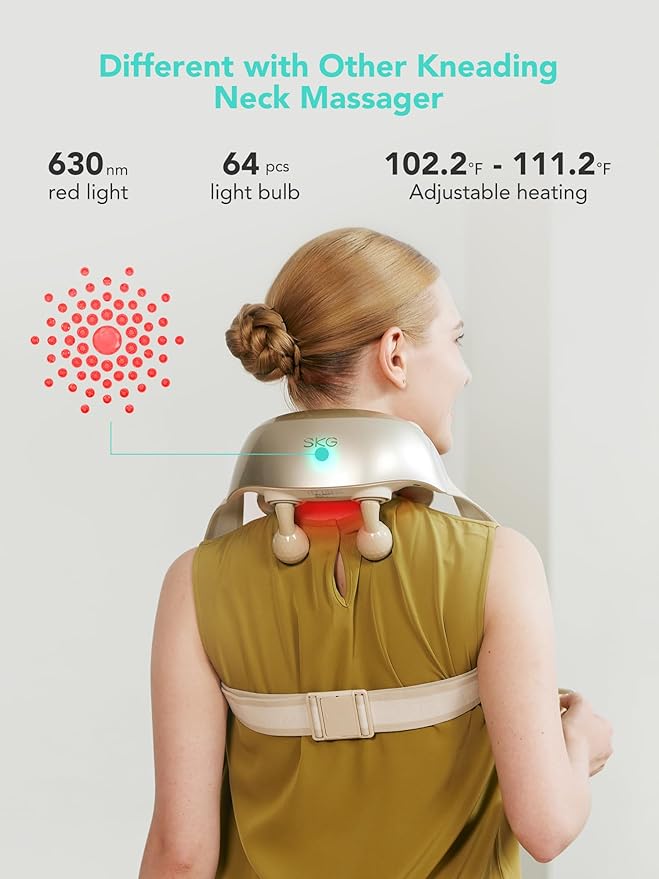 SKG Neck Massager for Pain Relief Deep Tissue 6D Kneading Cordless Shiatsu Neck and Shoulder Massager with Heat Electric Massage Gift Idea H7 Ultra