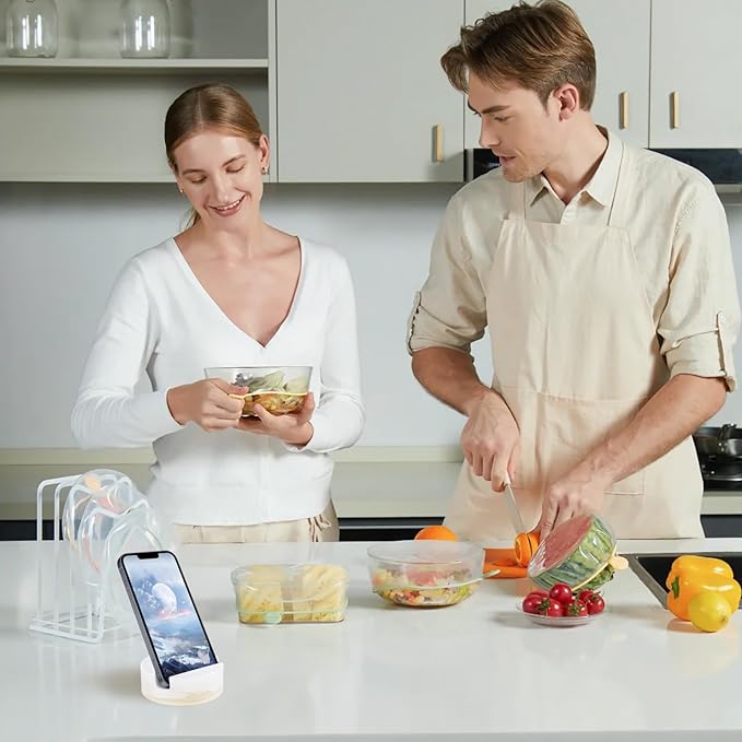 Luxury Marble Cell Marble Phone Stand, Phone Holder for Cellphone Tablet On Office Desk,Kitchen,Countertop, Nightstand,Round, Pearly Onyx