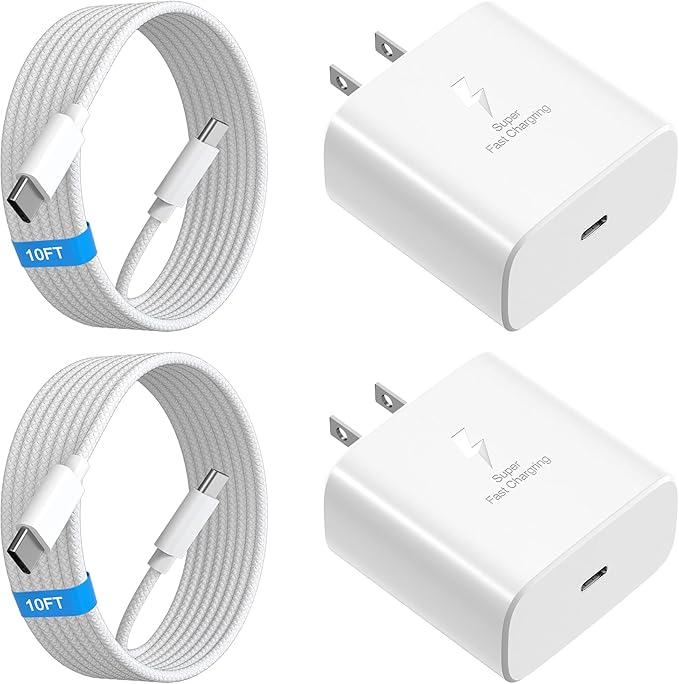 45W USB C Fast Charger Compatible with iPhone 16/16 Pro/16 Pro Max/16 Plus/15/15 Pro Max/15 Pro/15 Plus,45W USB C Charger Block 2PACK with 10FT Long Type C Charging Cord Cable