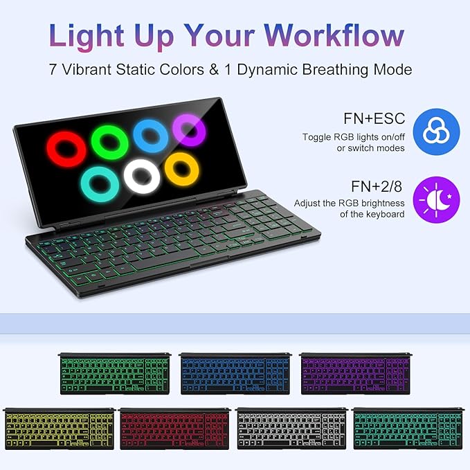 12.8" Portable Monitor Touchscreen with Keyboard, Screen Extender with Silent Portable Keyboard, USB-A Type-C Monitor for Laptop, Desktop, Mini PC, MacBook