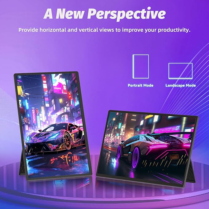 ROYY Portable Monitor Screen Extender - 16 inch 1200P FHD USB-C HDMI Computer Display Gaming IPS with Stand HDR Travel External Monitor for Laptop PC Phone Mac Switch