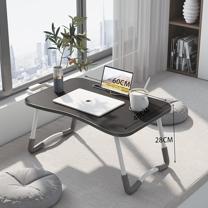 Laptop Desk Foldable Bed Table, Portable Lap Desk Laptop Bed Tray Table with Storage Drawer and Cup Holder, Lap TraysTables Notebook Stand Reading Desks Breakfast Tray for Beds Couch Sofa Floor