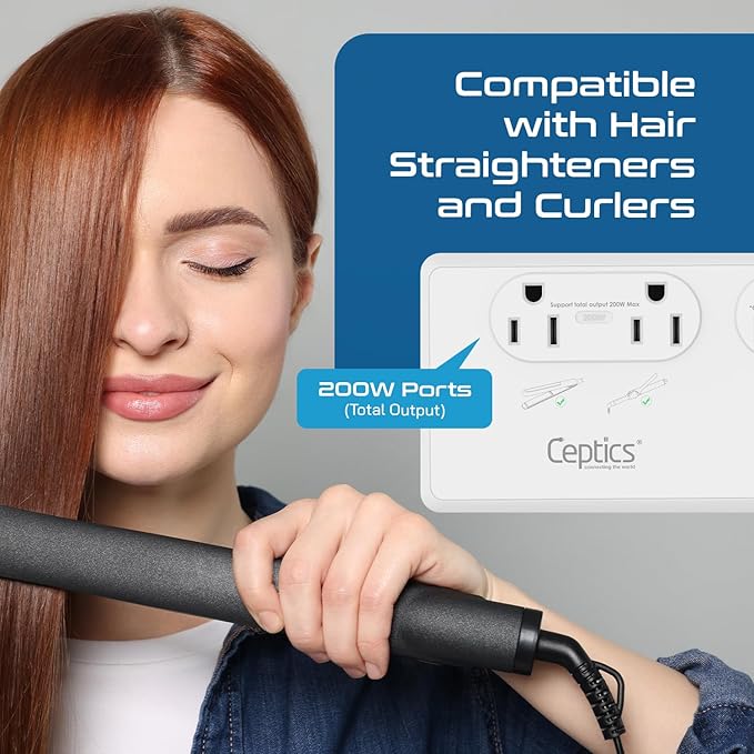 Ceptics 2000W Travel Voltage Converter for Hair Dryer & 200W Convert 220V to 110V for Curling Iron, Straightener, Chargers, Step Down World Power 4 USB Charging QC 3.0 SWadApt Type A, B, C, E/F, G, I