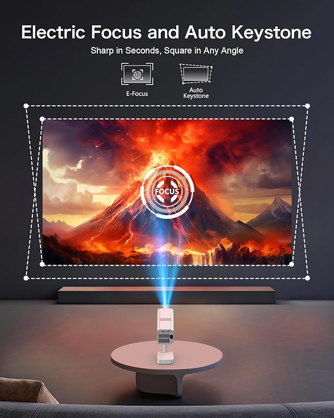 【Netflix Licensed & Built-in】PANSEBA Smart WiFi Projector with Telescopic Stand, 4K Supported 300" HD Portable Outdoor Movie Projector, Auto Keystone Zoom, Home Theater, Netflix App Pre-Installed