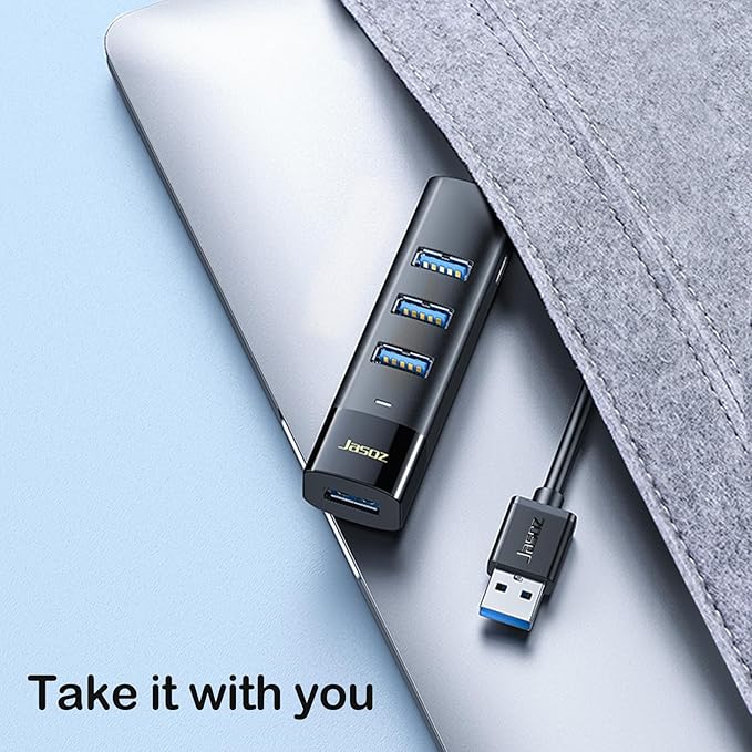 KAGO USB Hub 4 Ports - Multiple USB 3.0 Hub with 5Ft Cable, USB-A Splitter Extender with USB Type-C Power Port, for Laptop,Desktop, Windows, Linux, PC(USB a)