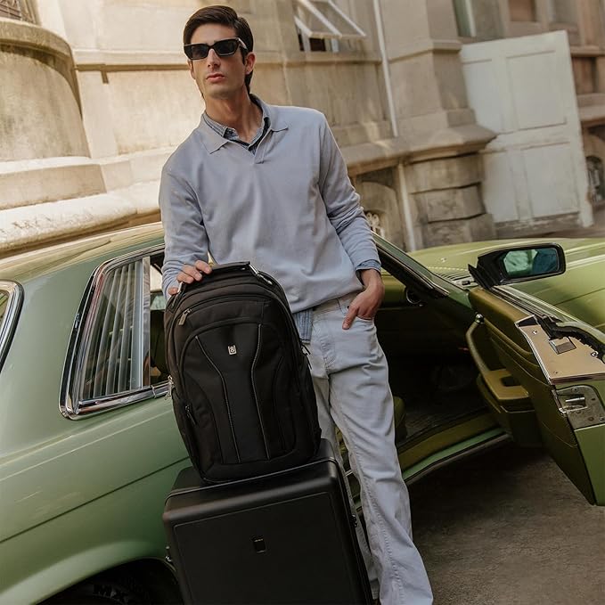 LEVEL8 Laptop Backpack, Work Backpack for Men Women, Travel Computer Bag for Business Fits 15.6" Laptop and Notebook - Black