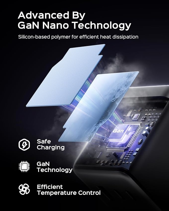 100W USB C Charger Block, 3-Port Compact Foldable Power Adapter USB Wall Charger for MacBook Pro/Air, Dell XPS, iPad Pro, iPhone Series, Galaxy S25/S24, and More (Black)