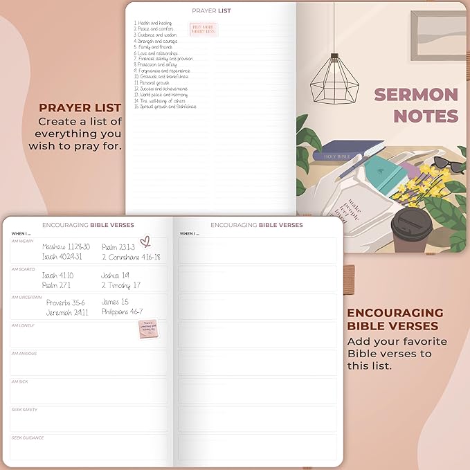 Clever Fox Bible Study Journal Large – Church Notes Notebook – Note Taking & Journaling Kit – Faith Based Religious Accessories, 7x10” (Dark Terracotta)