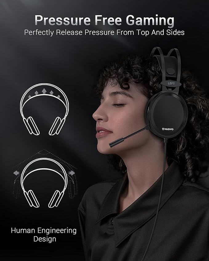 NUBWO Gaming headsets PS4 N7 Stereo Xbox one Headset Wired PC Gaming Headphones with Noise Canceling Mic, Over Ear Gaming Headphones for PC/MAC/PS4/PS5/Switch/Xbox one (Adapter Not Included)