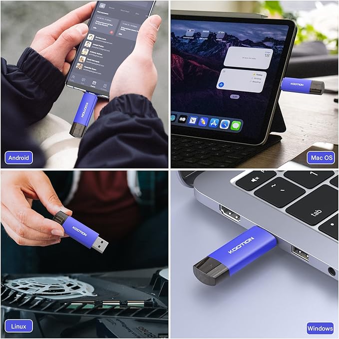 128GB USB C Flash Drive 5-Pack, KOOTION 2-in-1 Type-C Flash Drive USB-A&USB-C 3.0 Dual Drive OTG, Thumb Drive Memory Stick for Android Smartphone/Tablet/PC