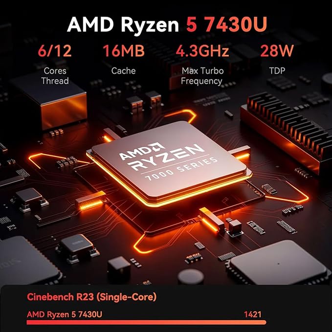 HP 17.3" Business Laptop, 17.3" HD+ Touchscreen, AMD Ryzen 5 7430U, 16GB RAM, 1TB PCIe SSD, Backlit Keyboard, Fingerprint Reader, Webcam, HDMI, Wi-Fi 6, Windows 11 Pro, Blue