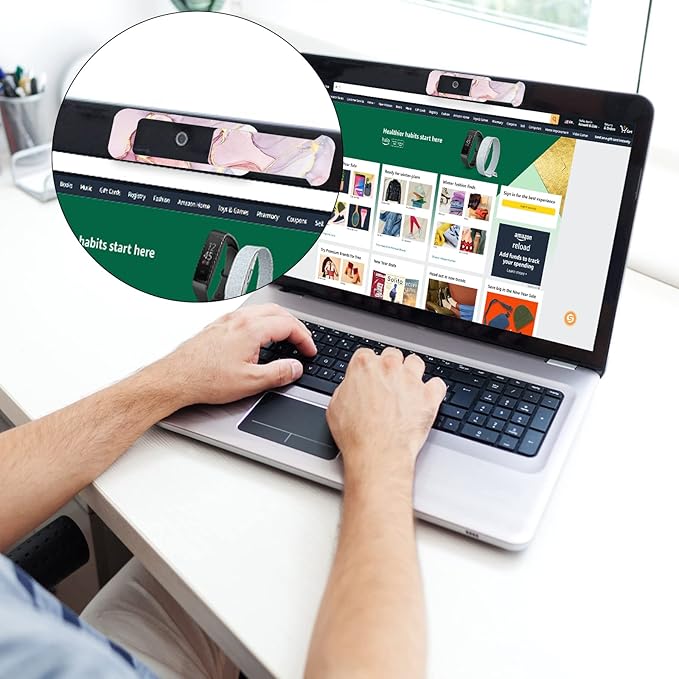 Webcam Cover, 3 Pieces, Laptop Camera Cover, Privacy Shielding Capacity is Twice as Big as The Traditional, Suitable for Computer Mobile Phones, laptops, Tablets and so on (Pink Marble)