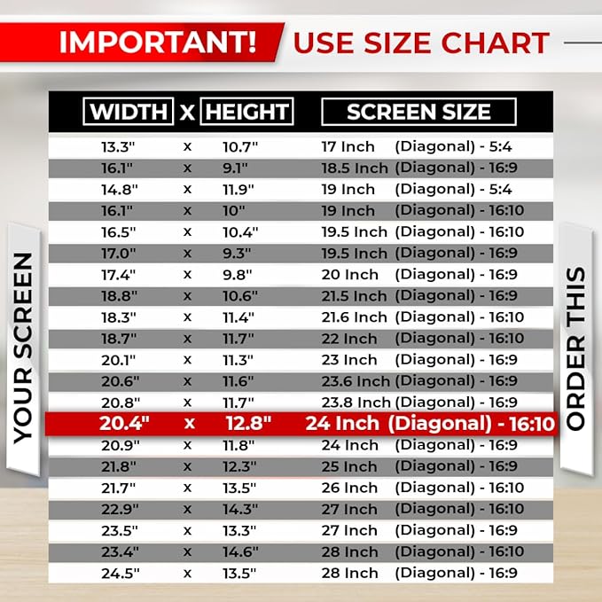 24 Inch 16:10 Computer Privacy Screen Filter for Monitor - Privacy Shield and Anti-Glare Protector