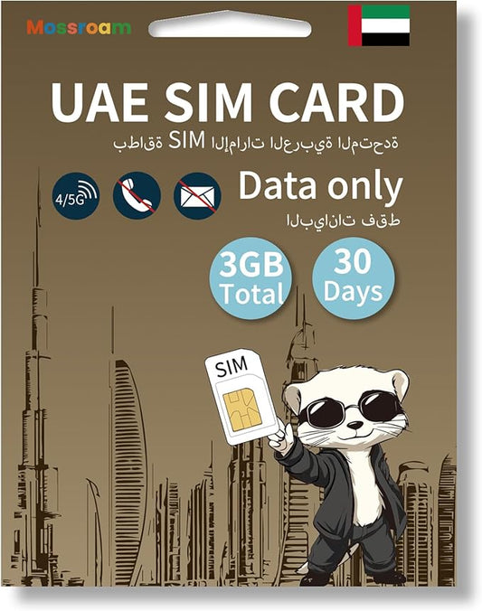 UAE SIM Card-30-Day Data Plan,3GB Fast 4/5G LTE Internet,Prepaid & No Daily Limit, Ideal for Tourists & Business Travelers
