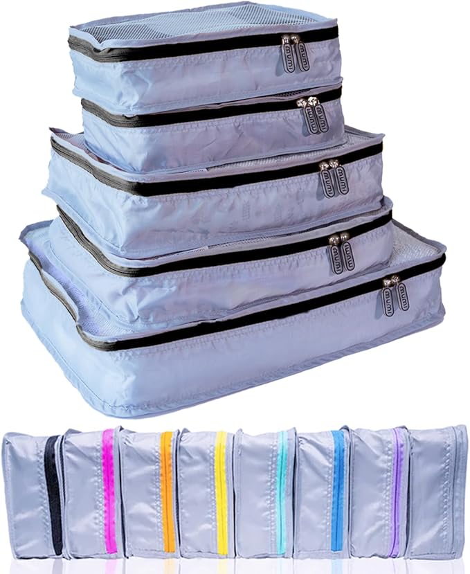 MUMI Packing Cubes – 5-Piece Compression Packing Cubes for Travel, Luggage Organizers for Suitcases, Carry-On Bags, Backpacks, and Duffel Bags – Space-Saving Travel Essentials - Black