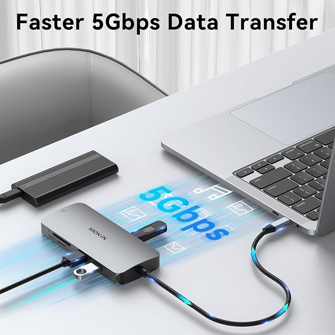 MOKiN USB C Multiport Adapter for MacBook Air/Pro, Mac Dongle, 9 in 1 USB C to DP Adapter, USB A&C3.0 5Gbps, SD/TF Card Reader, 100W PD, USB C Hub for Dell, Lenovo, HP, etc.