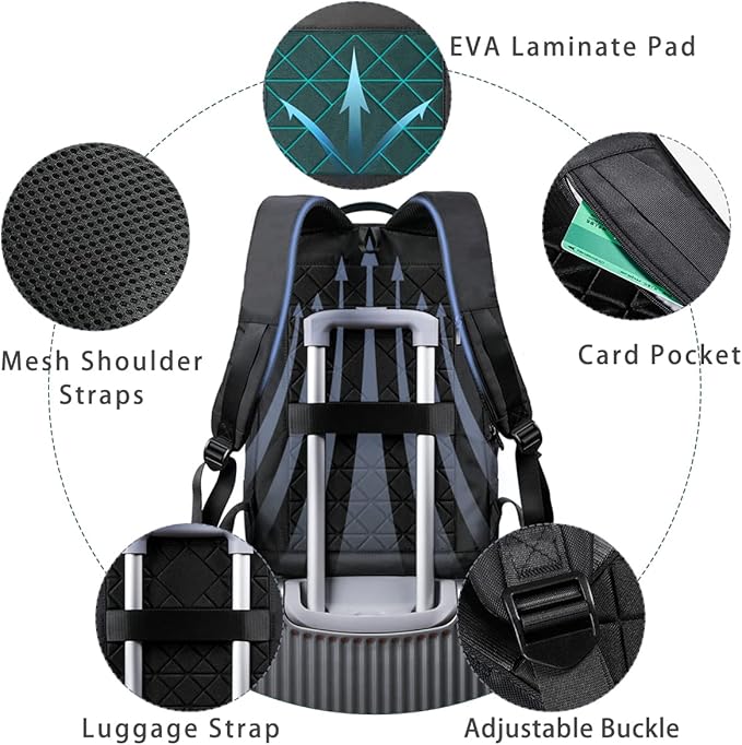 hk Backpack for Men Business Slim Backpack with USB Charger Computer Lightweight Anti-theft Travel Backpacks 15.6 inch Water Resistant Laptop Bag for Work Office College-Black