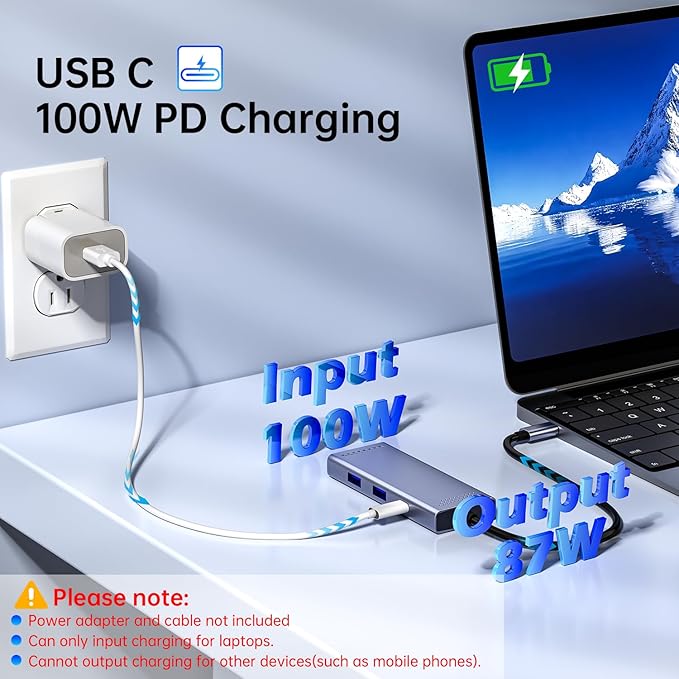 Docking Station to Dual HDMI Monitor, USB C to Dual HDMI Adapter, USB-C HUB with 2xHDMI Ports 4K 60Hz, 100W PD Charging, USB-A&C 3.0, Laptop Docking Station Compatible with Dell, HP, Lenovo, and More